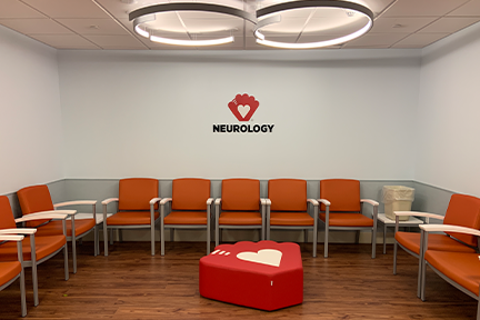 Joe DiMaggio Children's Hospital pediatric neurology waiting area at Memorial Hospital Miramar MOB 2