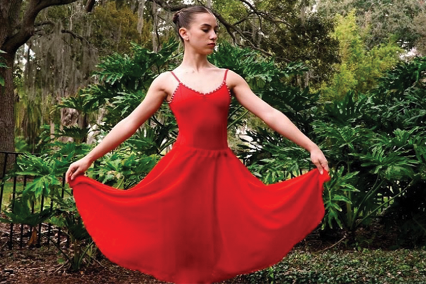 Mikaela in red dress